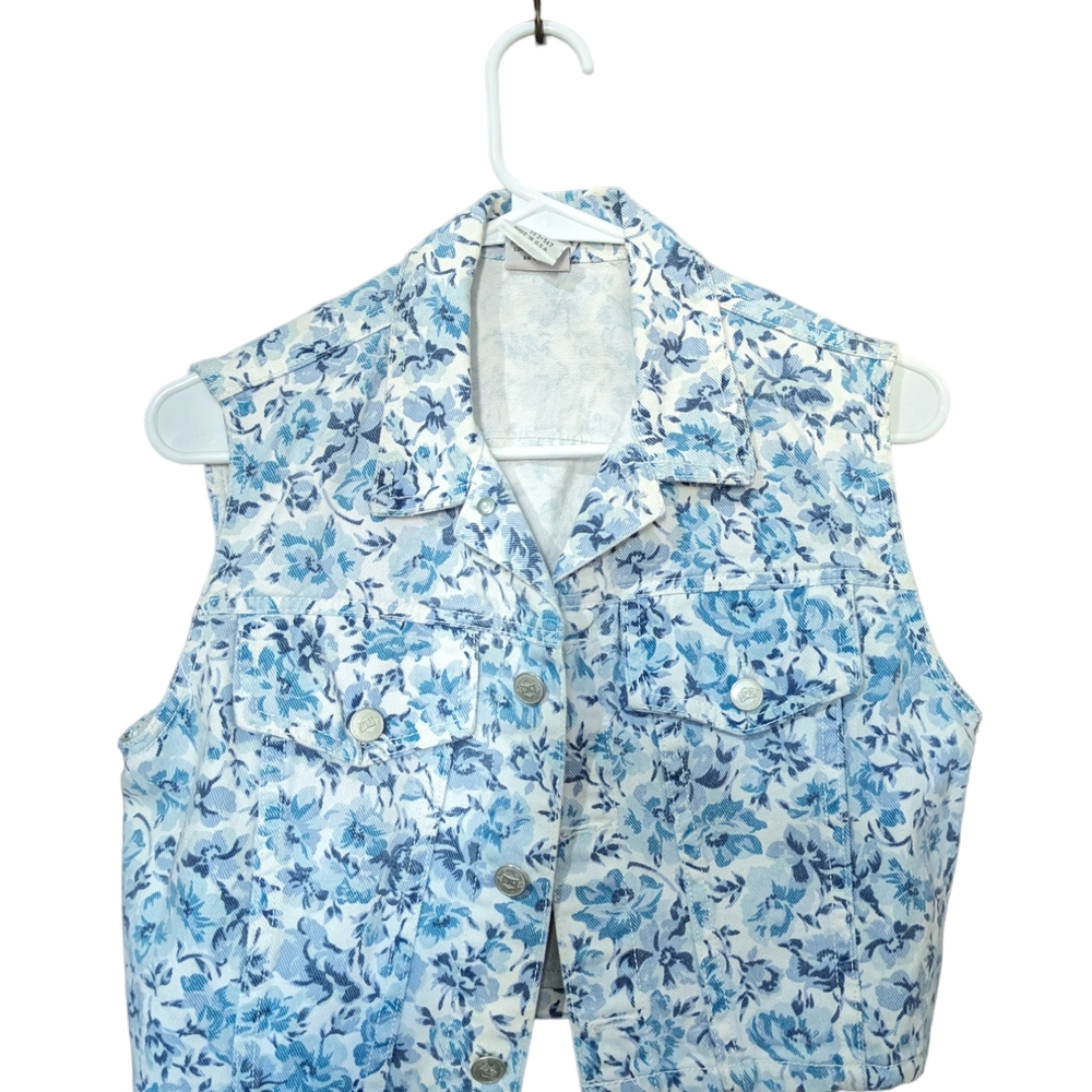BONGO Vintage Floral Denim Vest